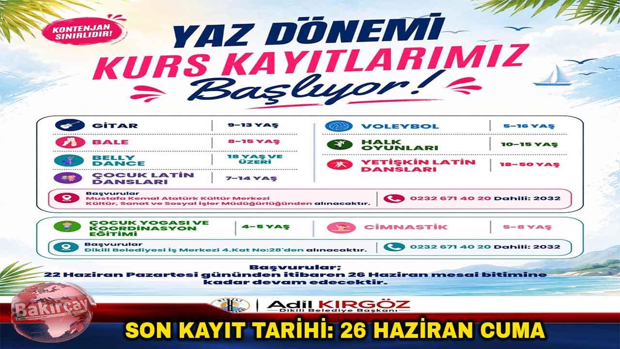 Dikili Belediyesi Yaz Dönemi Kurs Kayıtları Başladı