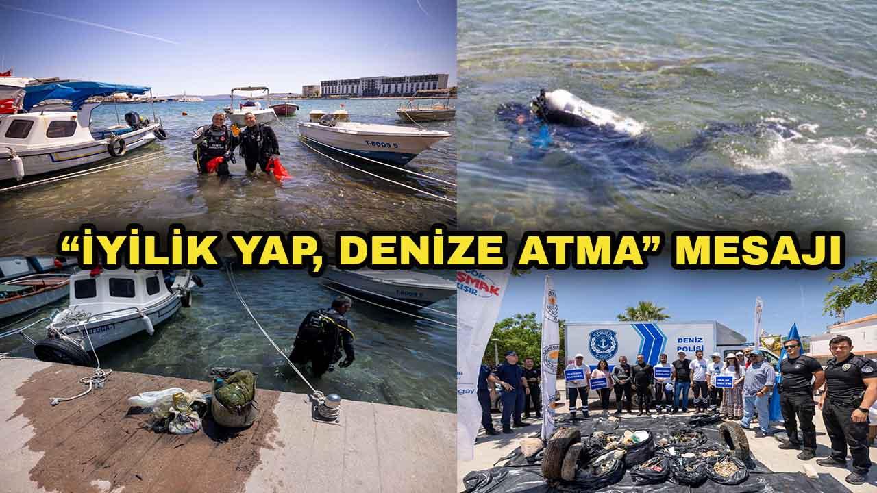 Mordoğan'da deniz temizliği: Denizden lavabo taşı bile çıktı