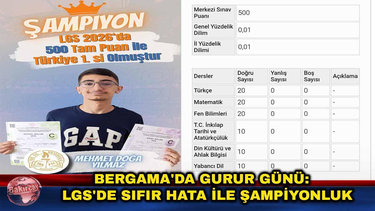 Bergama'nın Gururu Mehmet Doğa Yılmaz LGS'de 500 Tam Puan Aldı